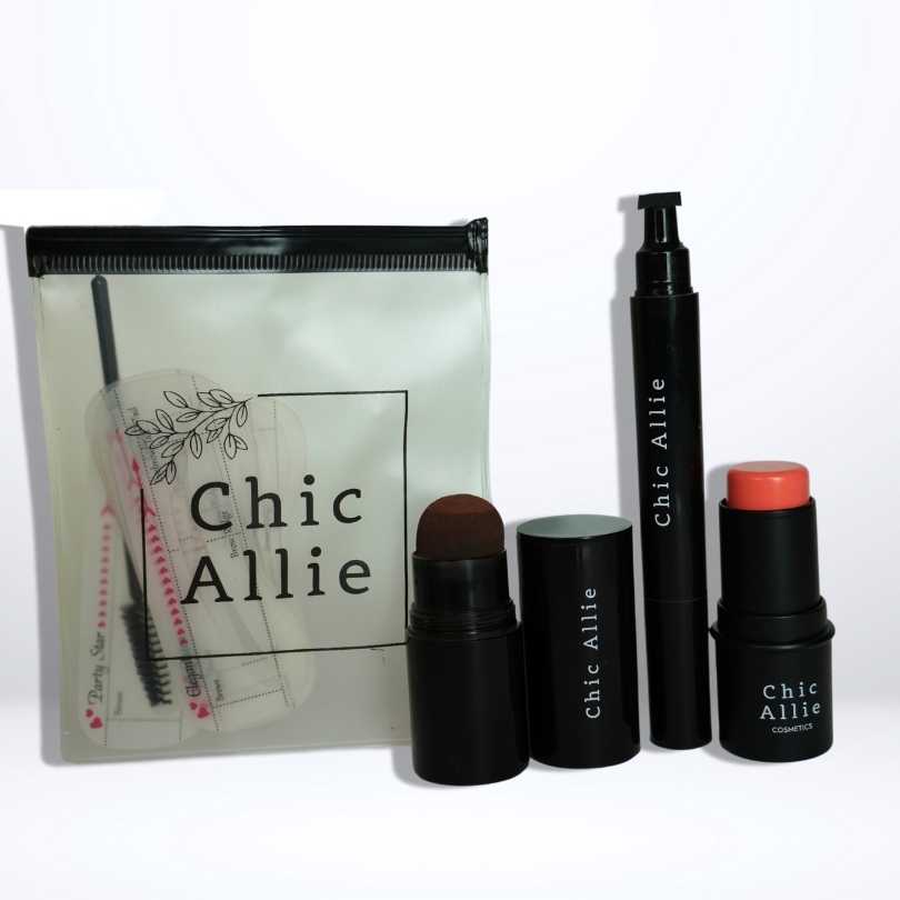 Chic Allie Cosmetics eyebrow stamp kit blush stick and eyeliner