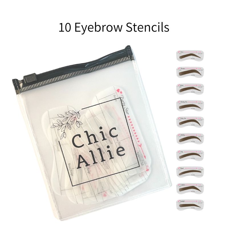 Chic Allie Eyebrow Makeup Stamp Kit with Eye Stencils and Brush Eye makeup for women